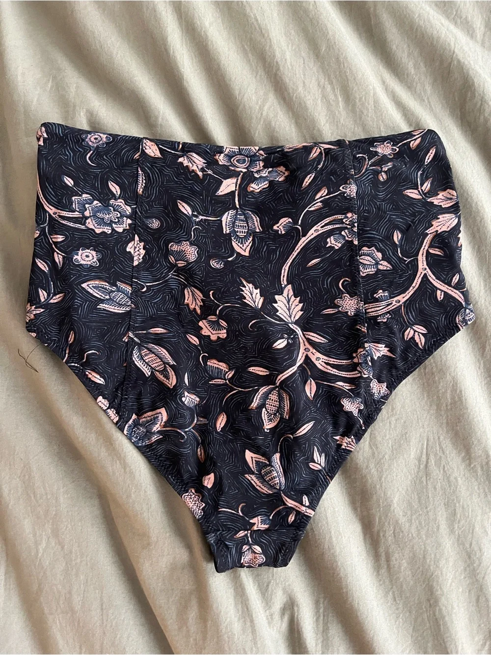 Ulla Johnson navy Bikini Bottoms with Pink Floral Print
